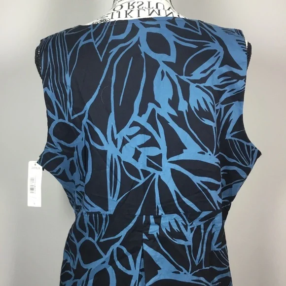 NWT A.n.a. 100% cotton sleeveless babydoll top black & blue exotic floral L - Picture 6 of 8